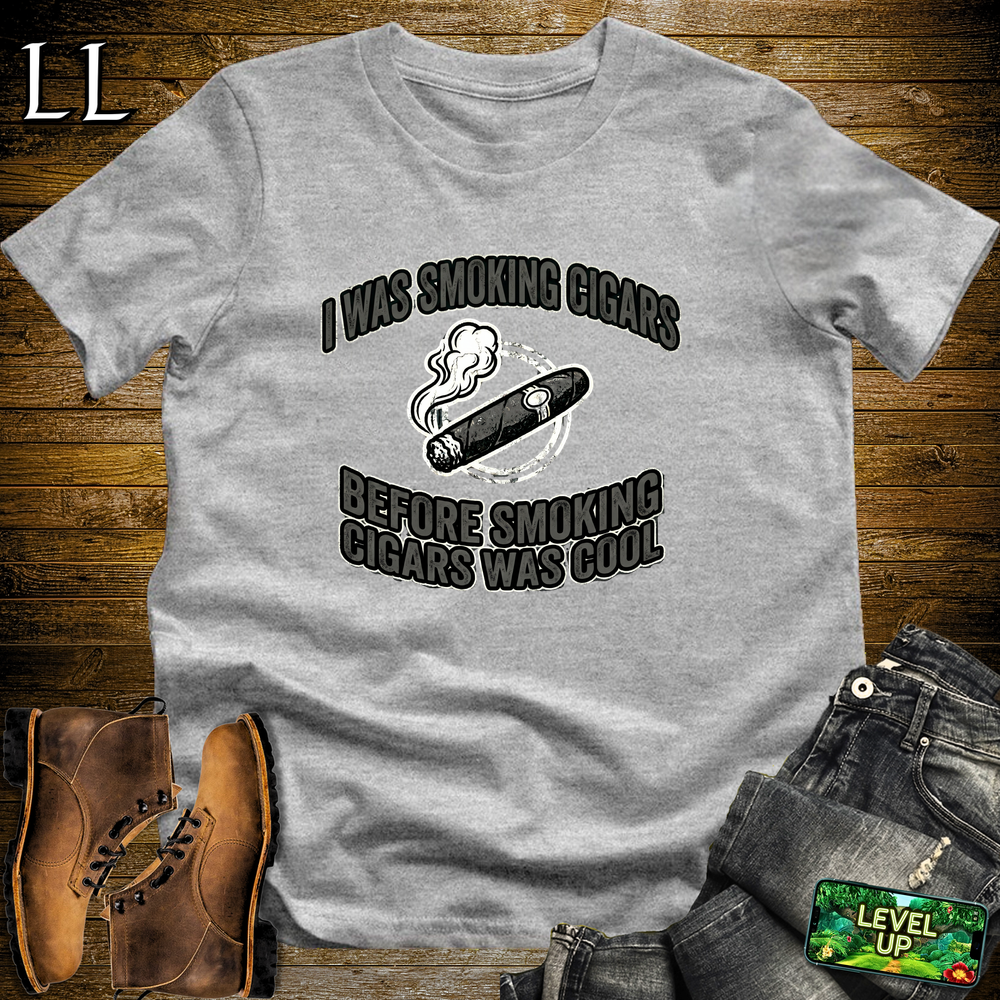 Smoking Cigars Before It Was Cool Softstyle T Shirt Sport Grey | Funny Cigar Tee