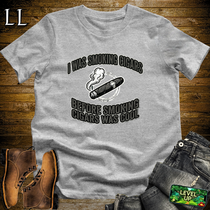 Smoking Cigars Before It Was Cool Softstyle T Shirt Sport Grey | Funny Cigar Tee