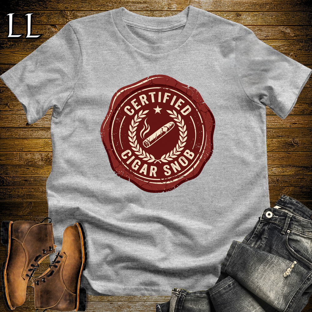 Certified Cigar Snob Softstyle T Shirt Sport Grey | Funny Cigar Tee