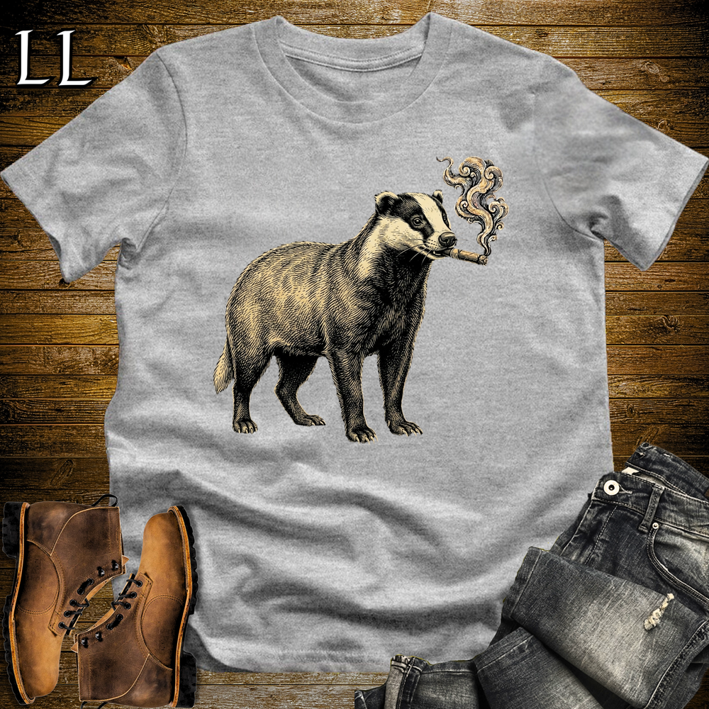 Vintage Cigar Badger Softstyle T Shirt Sport Grey | Cigar Badger Tee