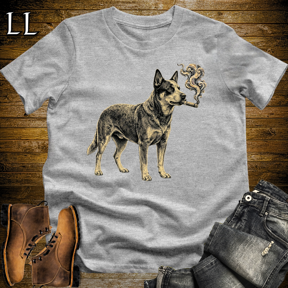 Vintage Cigar Australian Cattle Dog Softstyle T Shirt Sport Grey | Cigar Australian Cattle Dog Tee