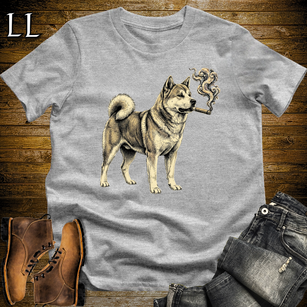 Vintage Cigar Akita Softstyle T Shirt Sport Grey | Cigar Akita Tee