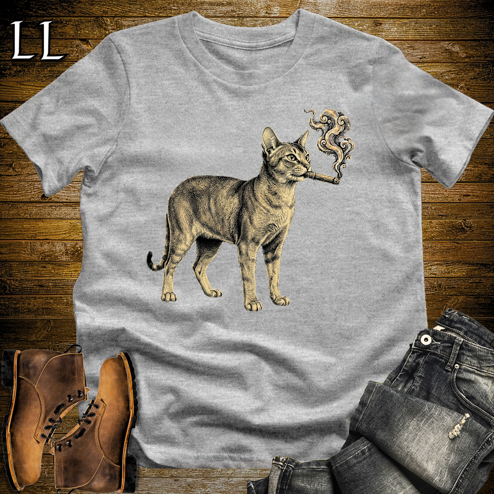 Vintage Cigar Abyssinian Cat Softstyle T Shirt Sport Grey | Cigar Abyssinian Cat Tee