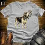 Vintage Cigar Basset Hound Softstyle T Shirt Sport Grey | Cigar Basset Hound Tee