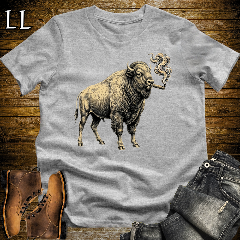 Vintage Cigar Bison Softstyle T Shirt Sport Grey | Cigar Bison Tee