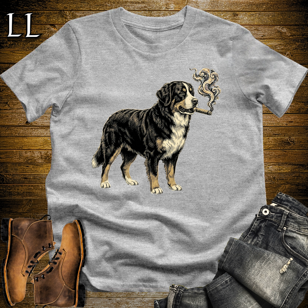 Vintage Cigar Bernese Mountain Dog Softstyle T Shirt Sport Grey | Cigar Bernese Mountain Dog Tee