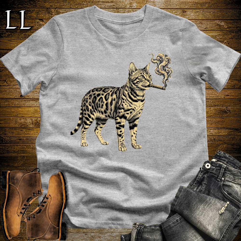 Vintage Cigar Bengal Cat Softstyle T Shirt Sport Grey | Cigar Bengal Cat Tee
