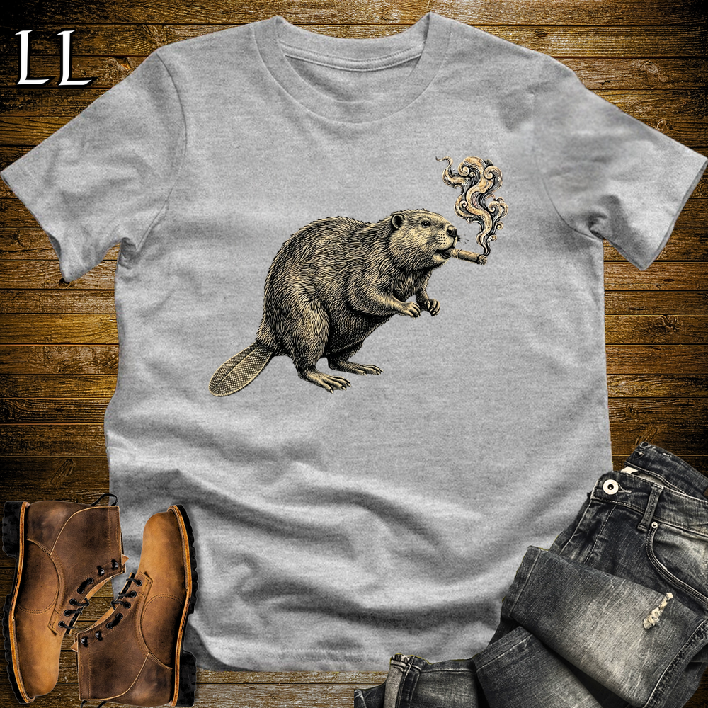 Vintage Cigar Beaver Softstyle T Shirt Sport Grey | Cigar Beaver Tee