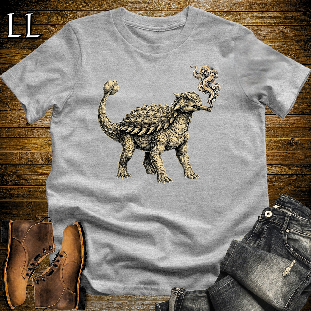 Vintage Cigar Ankylosaurus Softstyle T Shirt Sport Grey | Cigar Ankylosaurus Tee