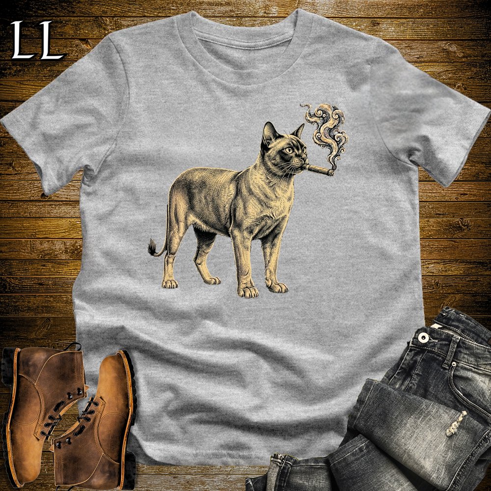 Vintage Cigar Burmese Cat Softstyle T Shirt Sport Grey | Cigar Burmese Cat Tee