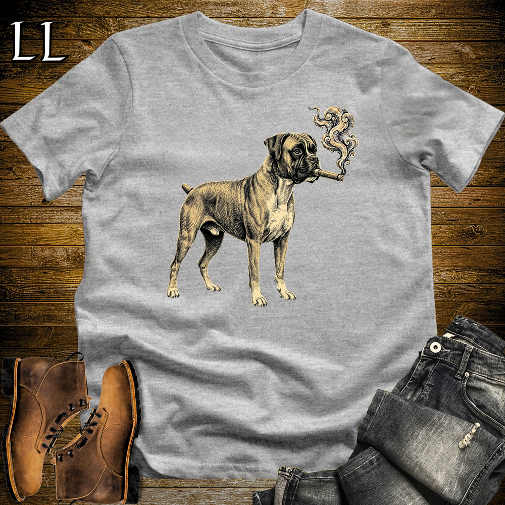 Vintage Cigar Boxer Softstyle T Shirt Sport Grey | Cigar Boxer Dog Tee