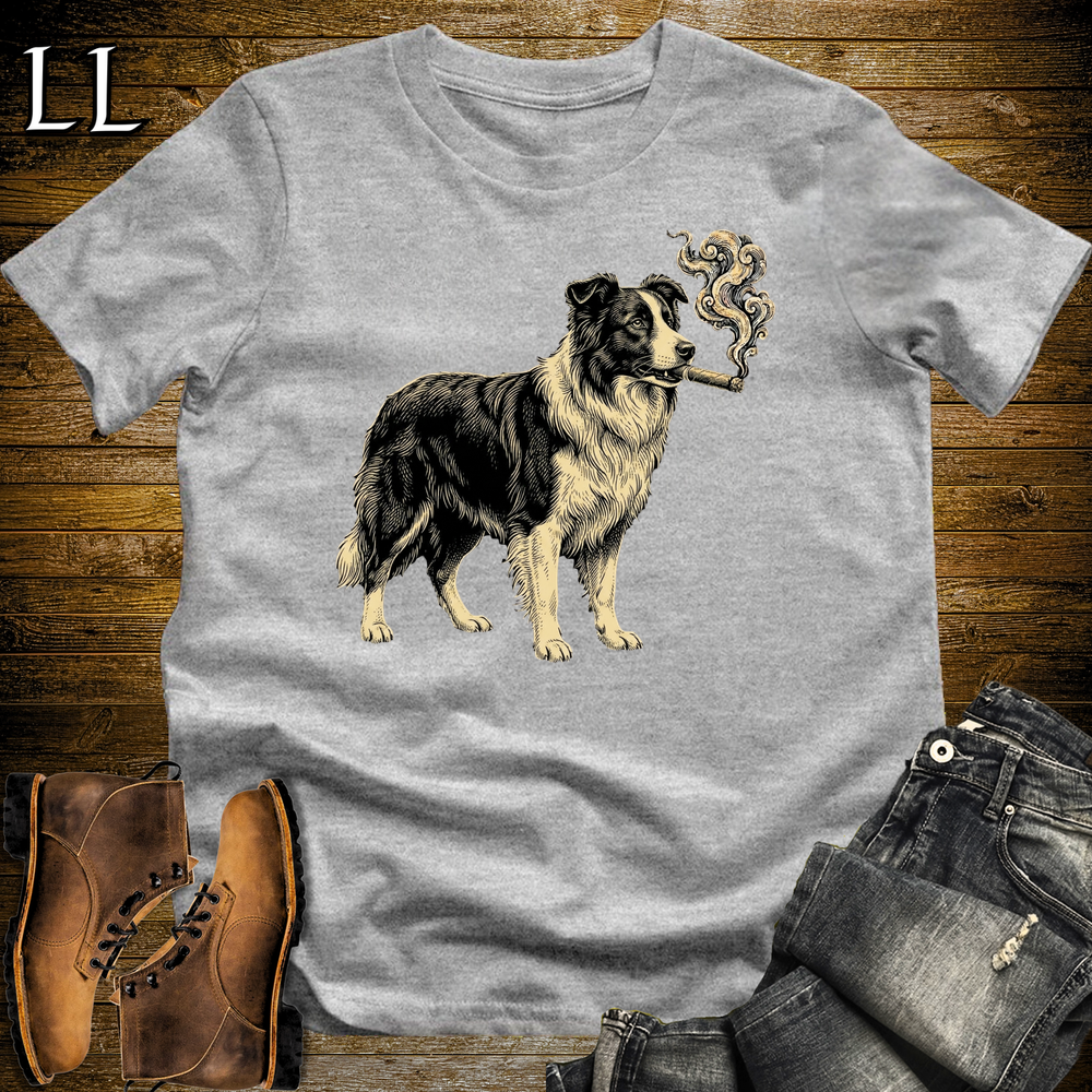 Vintage Cigar Border Collie Softstyle T Shirt Sport Grey | Cigar Border Collie Tee