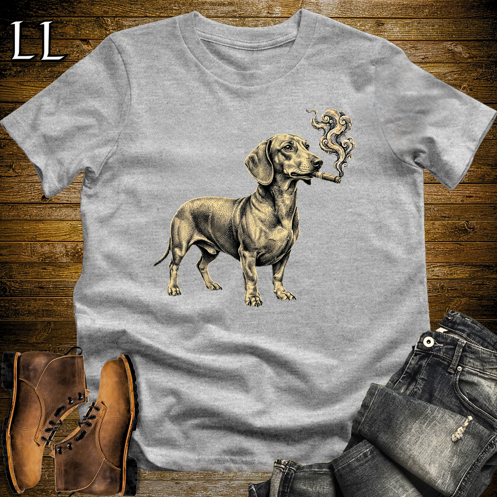 Vintage Cigar Dachshund Softstyle T Shirt Sport Grey | Cigar Dachshund Dog Tee