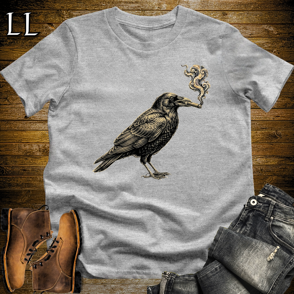 Vintage Cigar Crow Softstyle T Shirt Sport Grey | Cigar Lover Graphic Tee