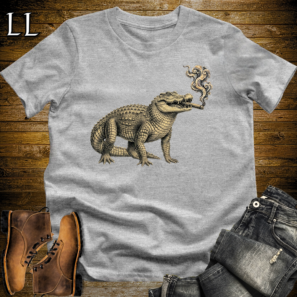 Vintage Cigar Crocodile Softstyle T Shirt Sport Grey | Cigar Lover Tee