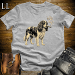 Vintage Cigar King Charles Cavalier Spaniel Softstyle T Shirt Sport Grey | Dog Lover Cigar Tee