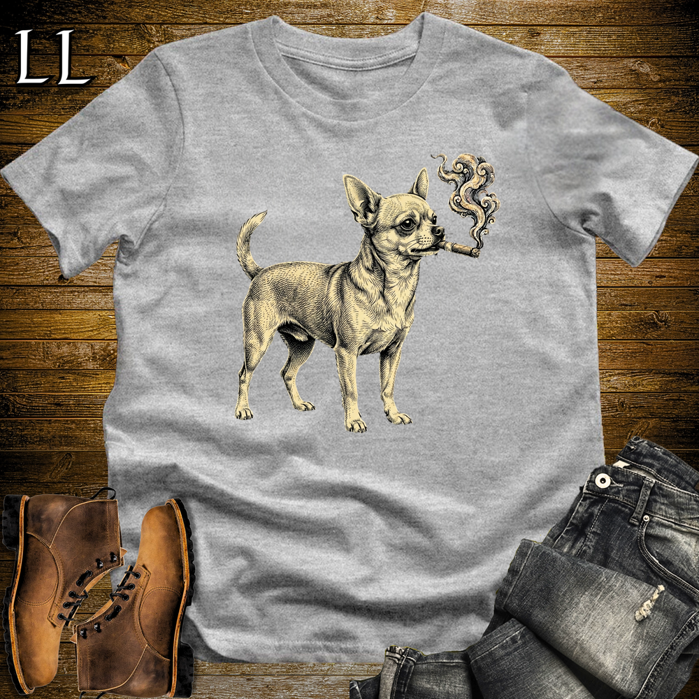 Vintage Cigar Chihuahua Softstyle T Shirt Sport Grey | Funny Dog Lover Cigar Tee