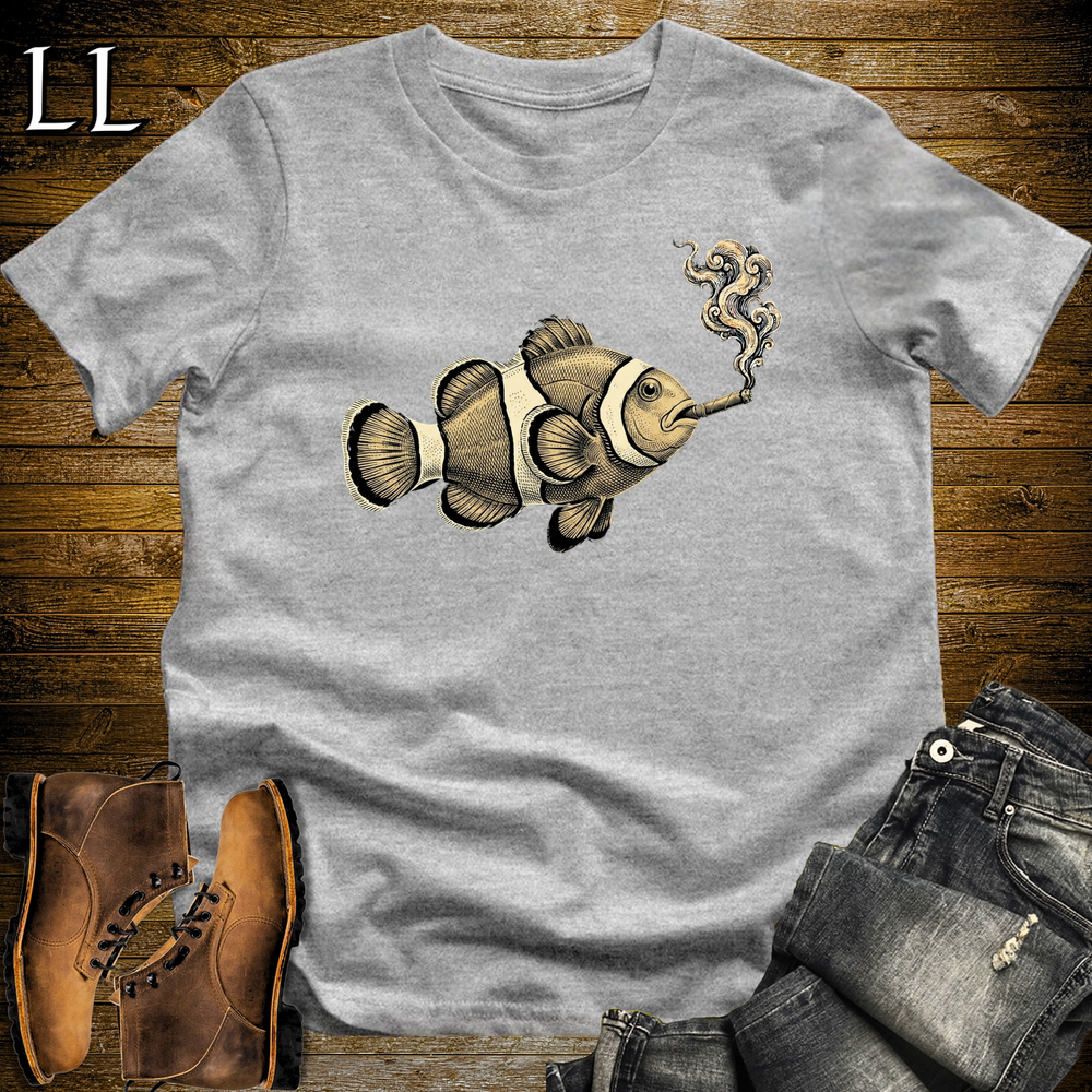 Vintage Cigar Clownfish Softstyle T Shirt Sport Grey | Funny Fish Cigar Tee