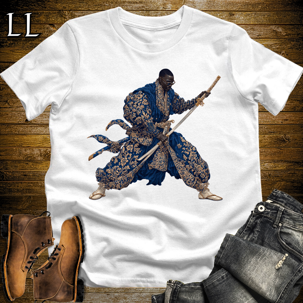 African Royal Gold Samurai King White | African Warrior Tee