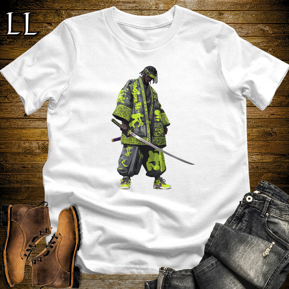 African Green Street Samurai White | African Warrior Tee