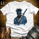 African Blue Street Samurai White | African Warrior Tee