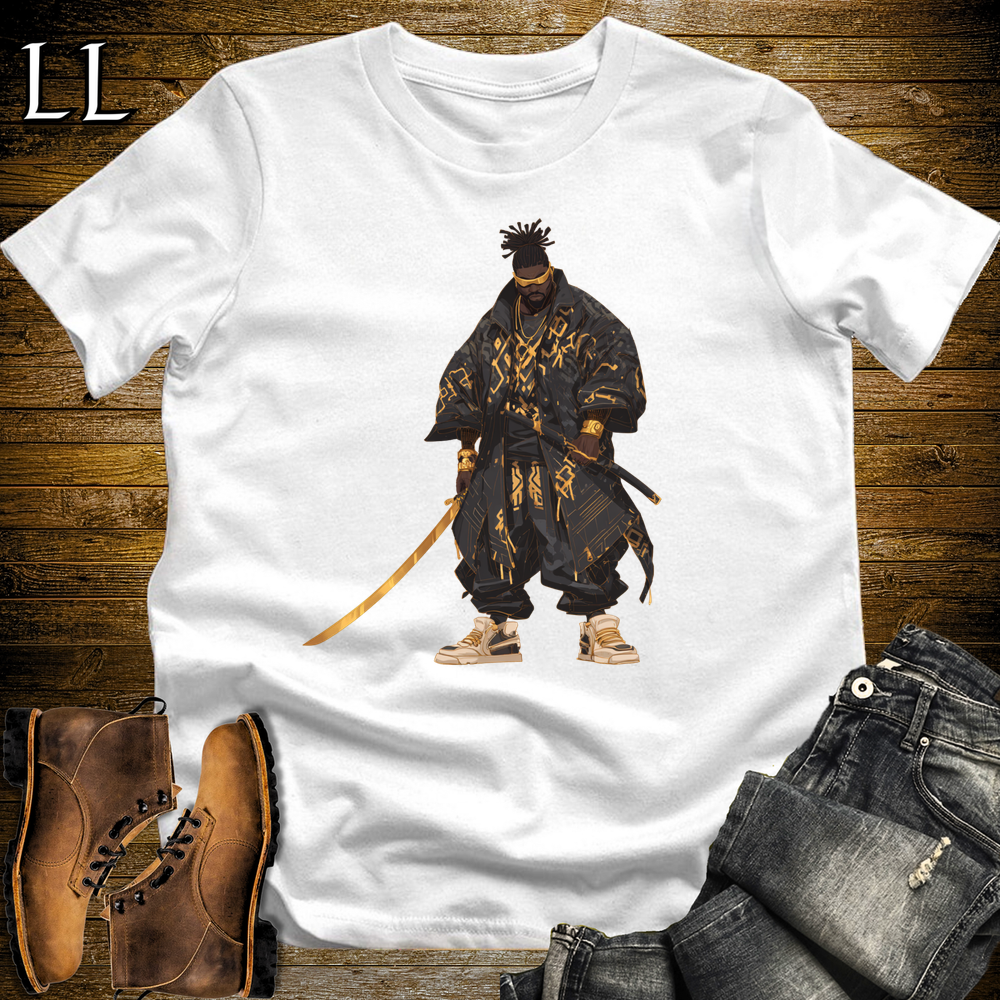 African Black Street Samurai White | African Warrior Tee