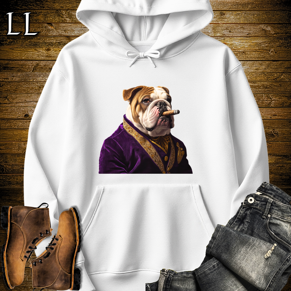 Cigar English Bulldog Hooded Sweatshirt - White