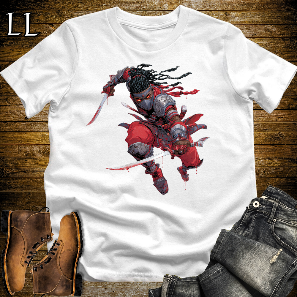 African Red Moon Assassin Softstyle Tee White | African Warrior Tee