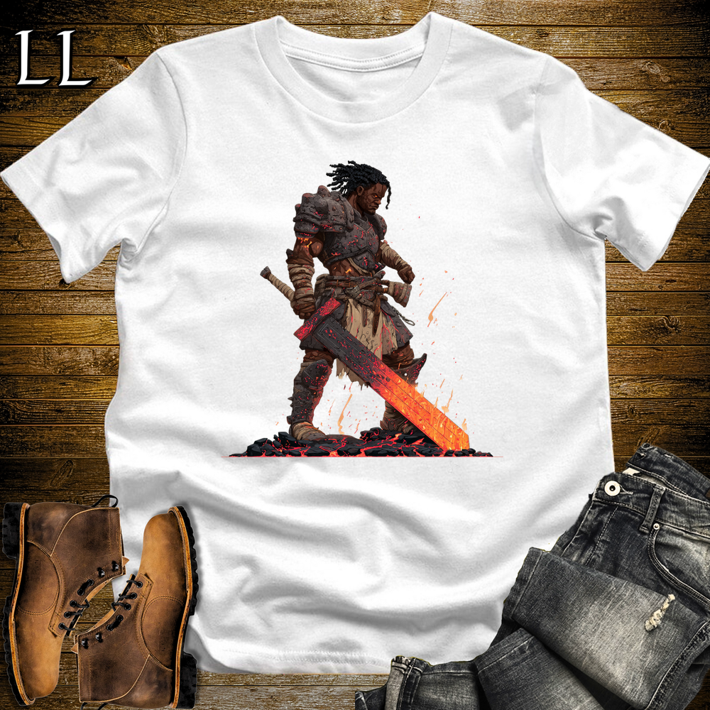 African Fire Barbarian Softstyle Tee White | African Warrior Tee