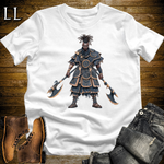 African Blue Dual Axe Warrior Softstyle Tee White | African Heritage Tee
