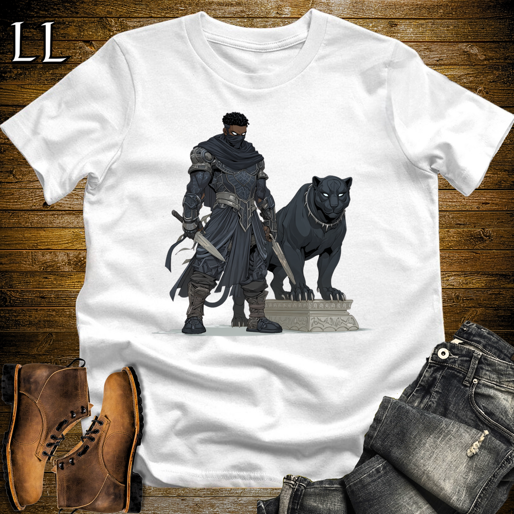 African Black Panther Assassin Softstyle Tee White | African Warrior Tee