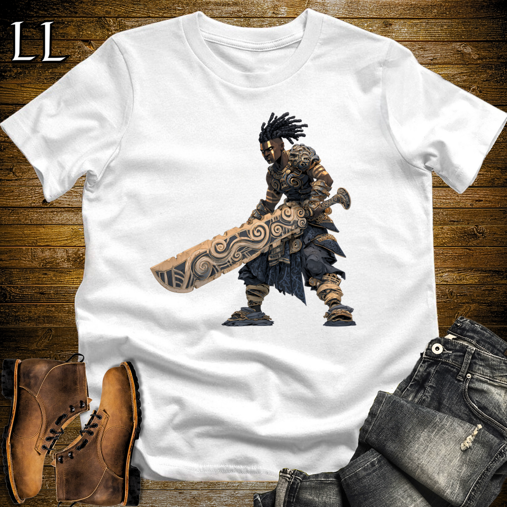 African Ancient God Sword Warrior Softstyle Tee White | African Warrior Graphic