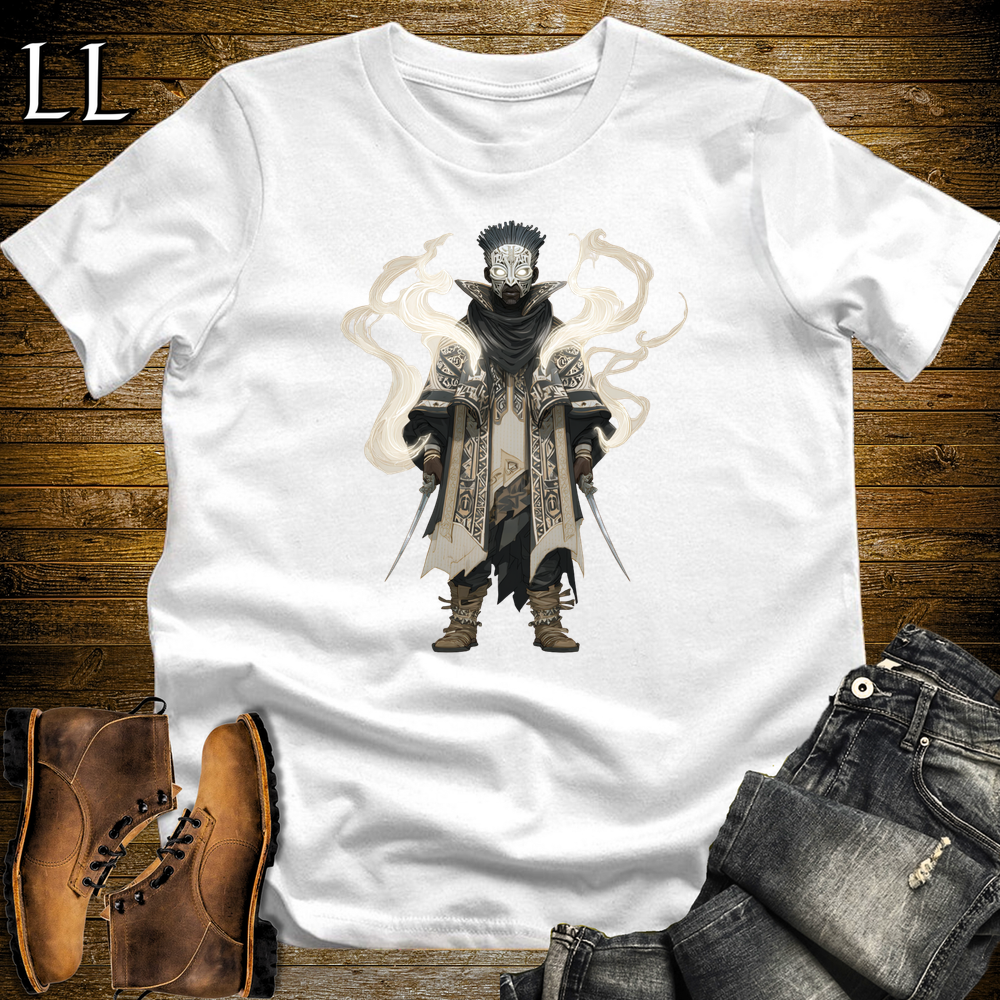 African Spirit Mask Assassin Softstyle Tee White | African Warrior Tee