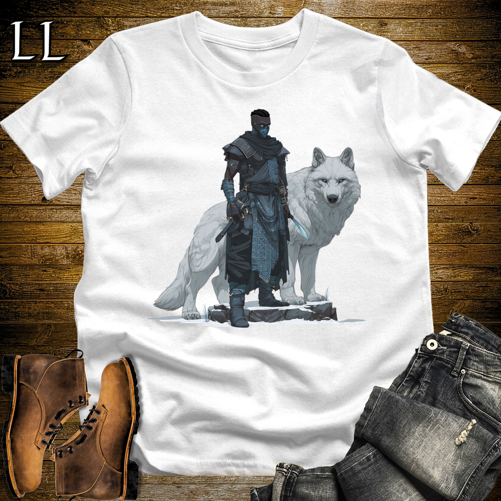 African White Wolf Assassin Softstyle Tee White | African Warrior Tee