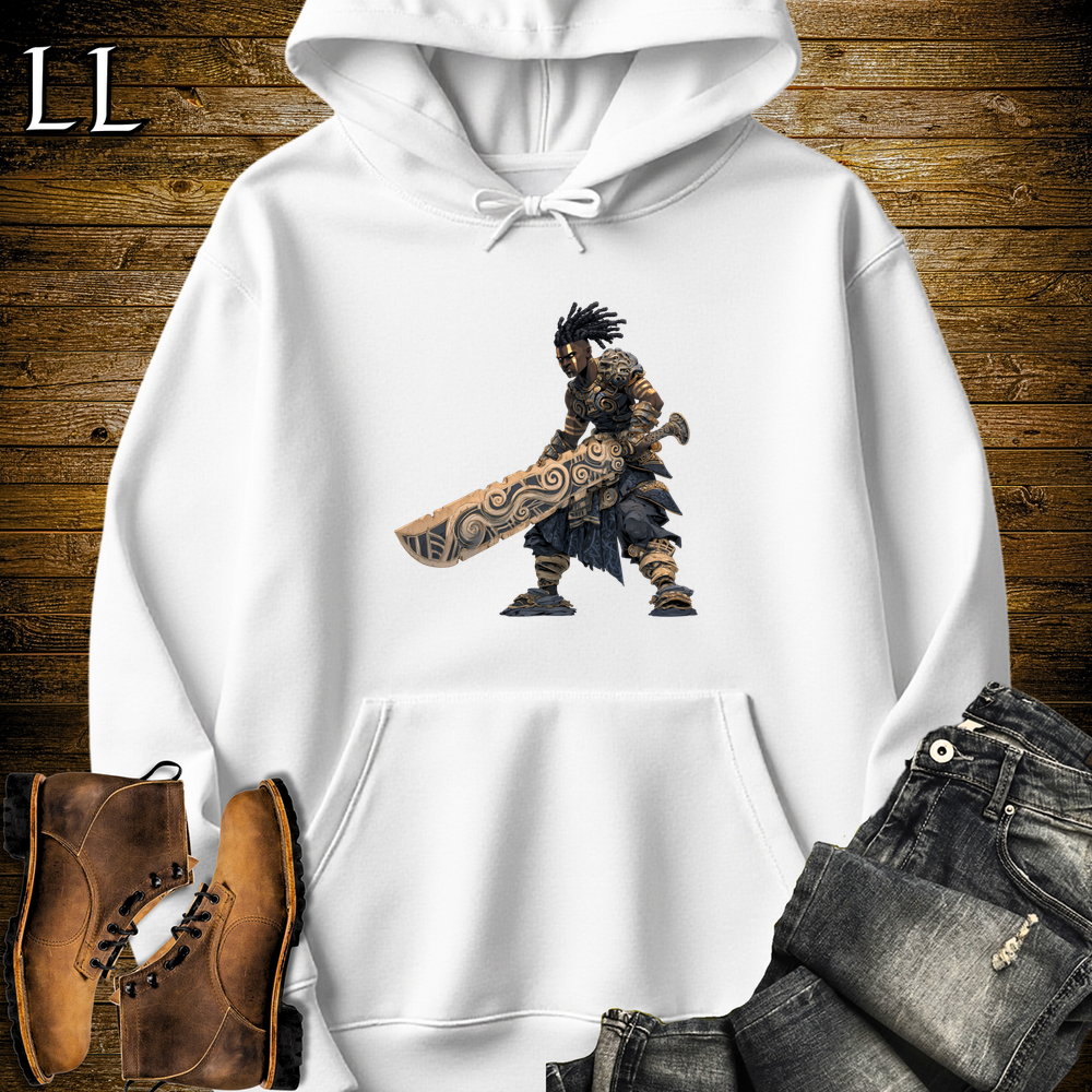 African Ancient God Sword Warrior Hooded Sweatshirt - White