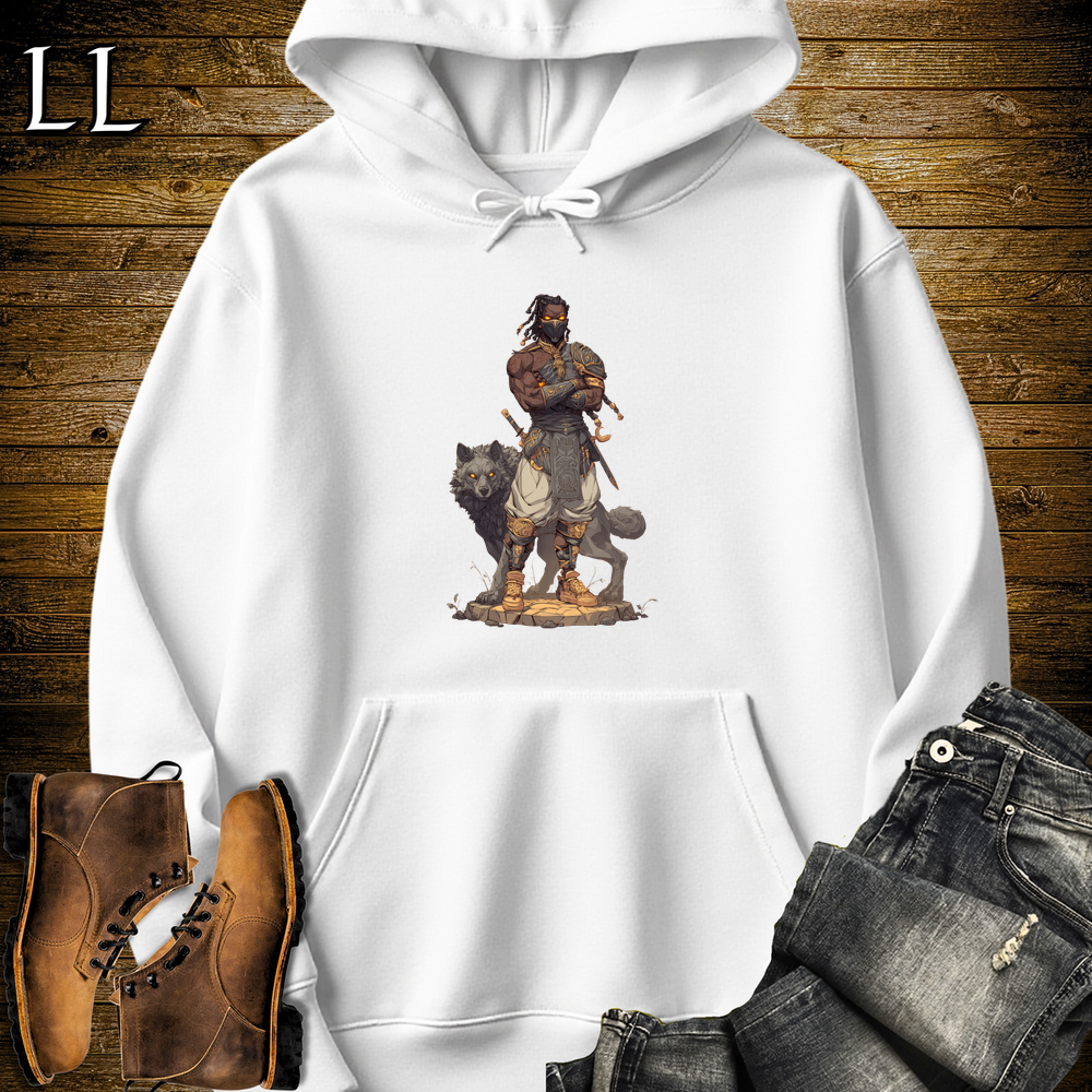 African Black Wolf Assassin Hooded Sweatshirt White | African Warrior Hoodie