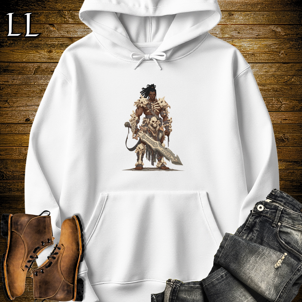 African Bone Barbarian Hooded Sweatshirt White | African Warrior Hoodie