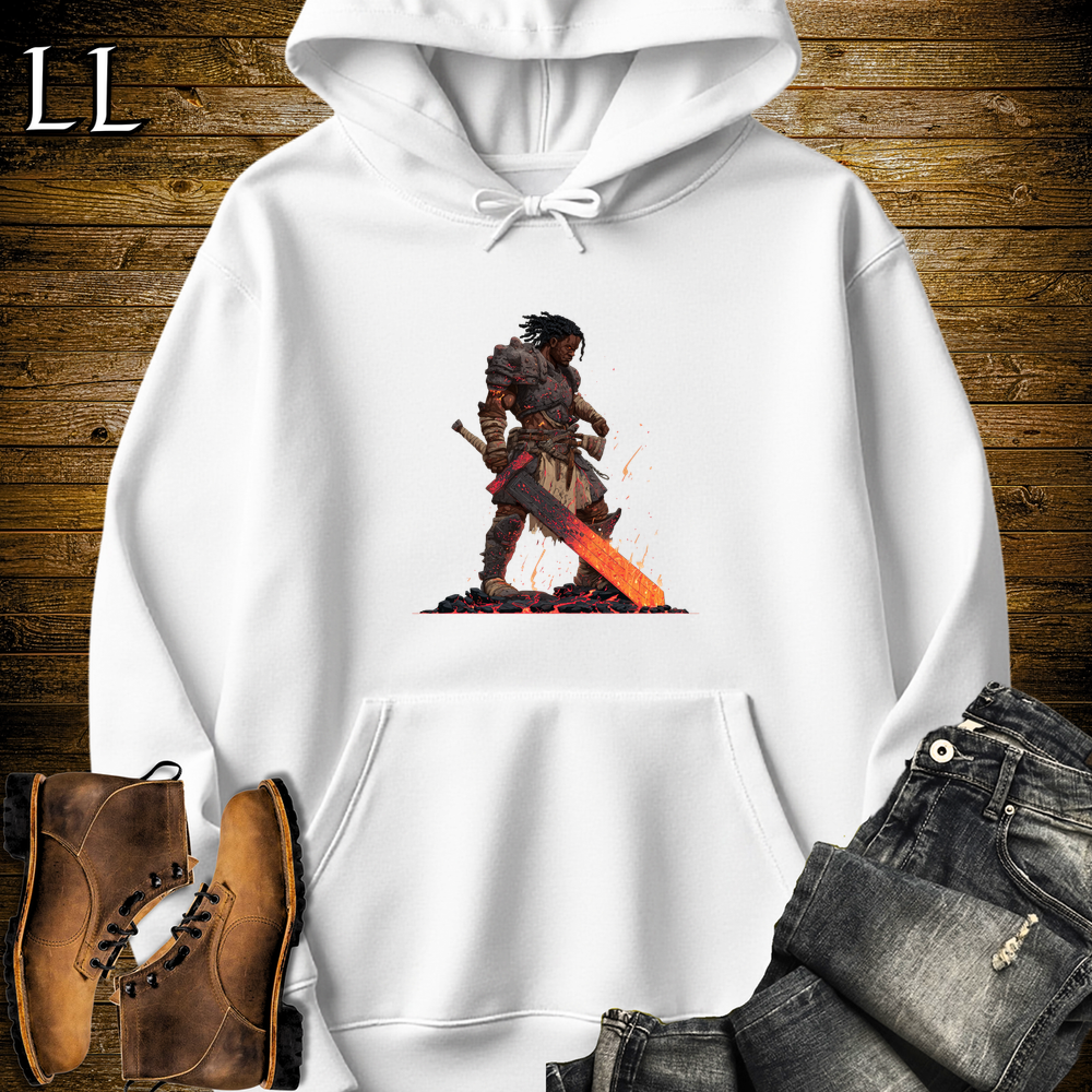 African Fire Barbarian Hooded Sweatshirt White | African Warrior Hoodie