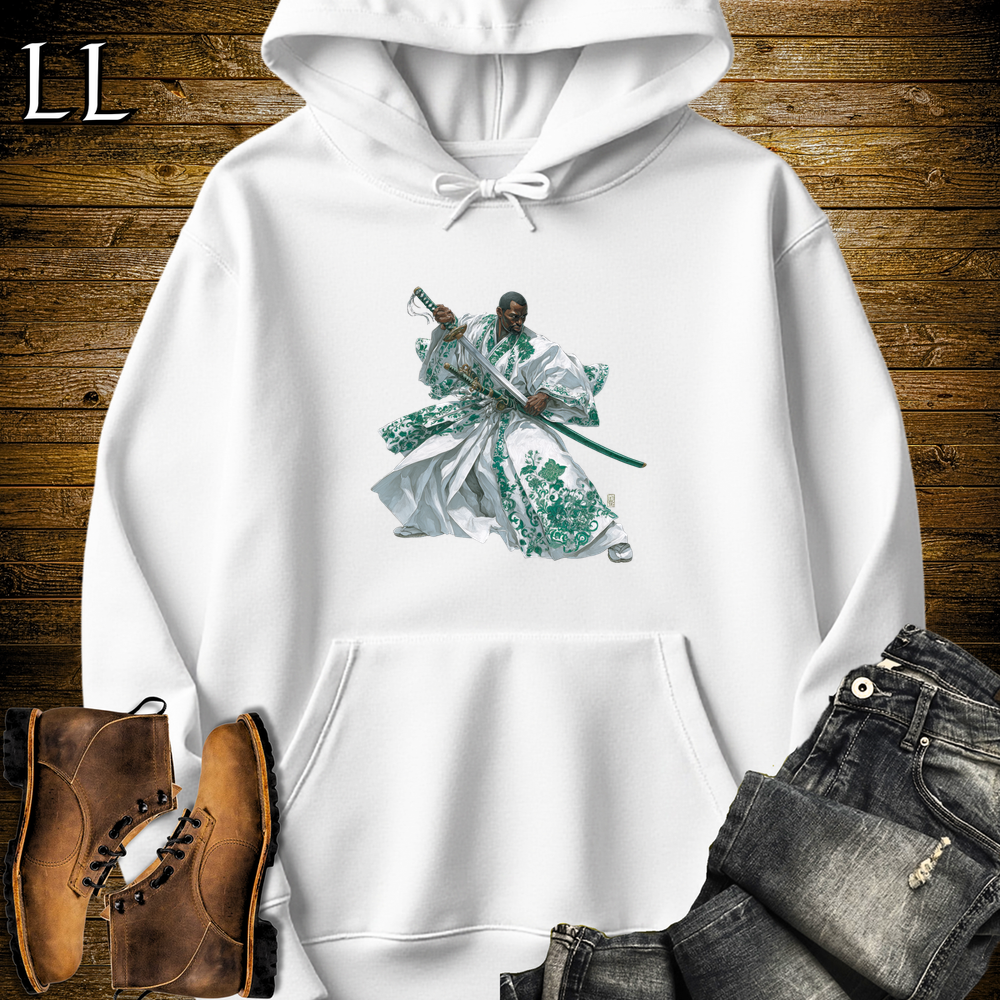 African Emerald Samurai King Hooded Sweatshirt - White