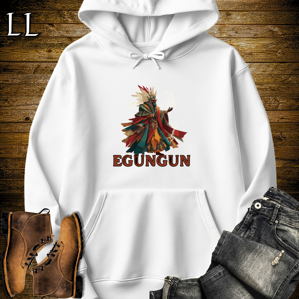 African Egungun Spirits Hooded Sweatshirt White | Spirit Guide