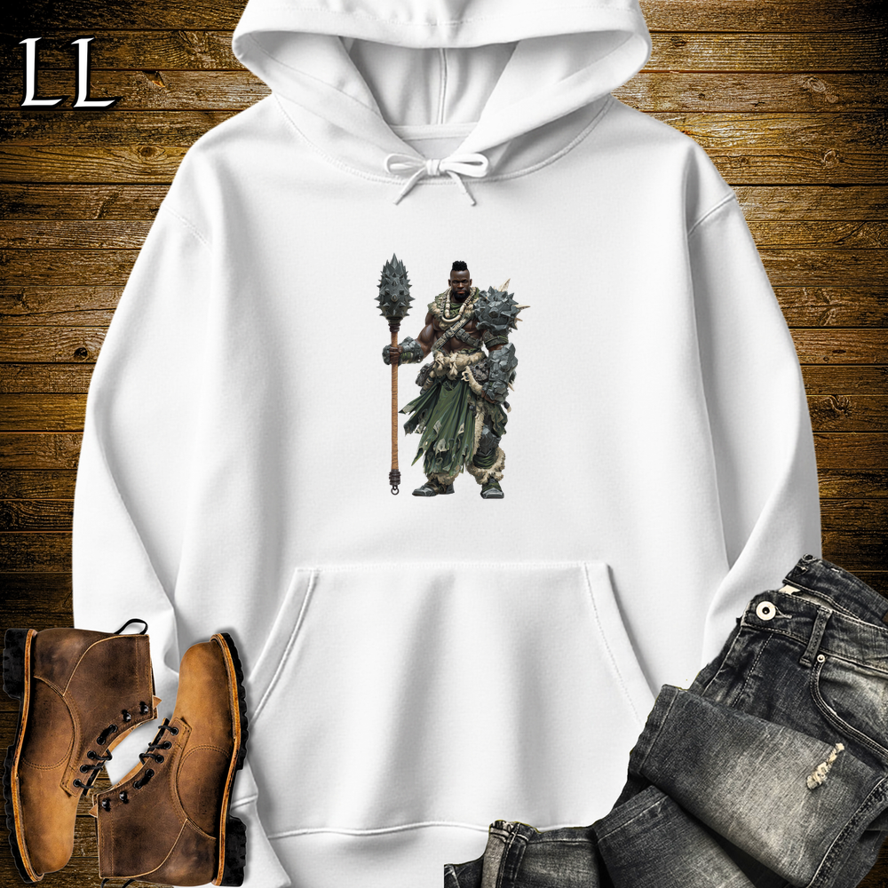 African Steel Mace Warrior Hooded Sweatshirt - White