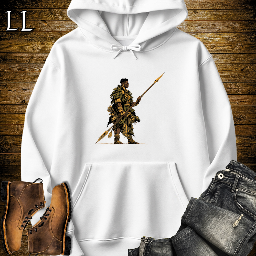 African Spear Hunter Hooded Sweatshirt - White