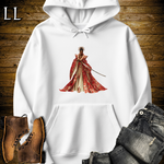African Red Blossom Samurai Queen White | African Warrior Hoodie
