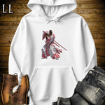 African Red Blossom Samurai White | African Warrior Hoodie