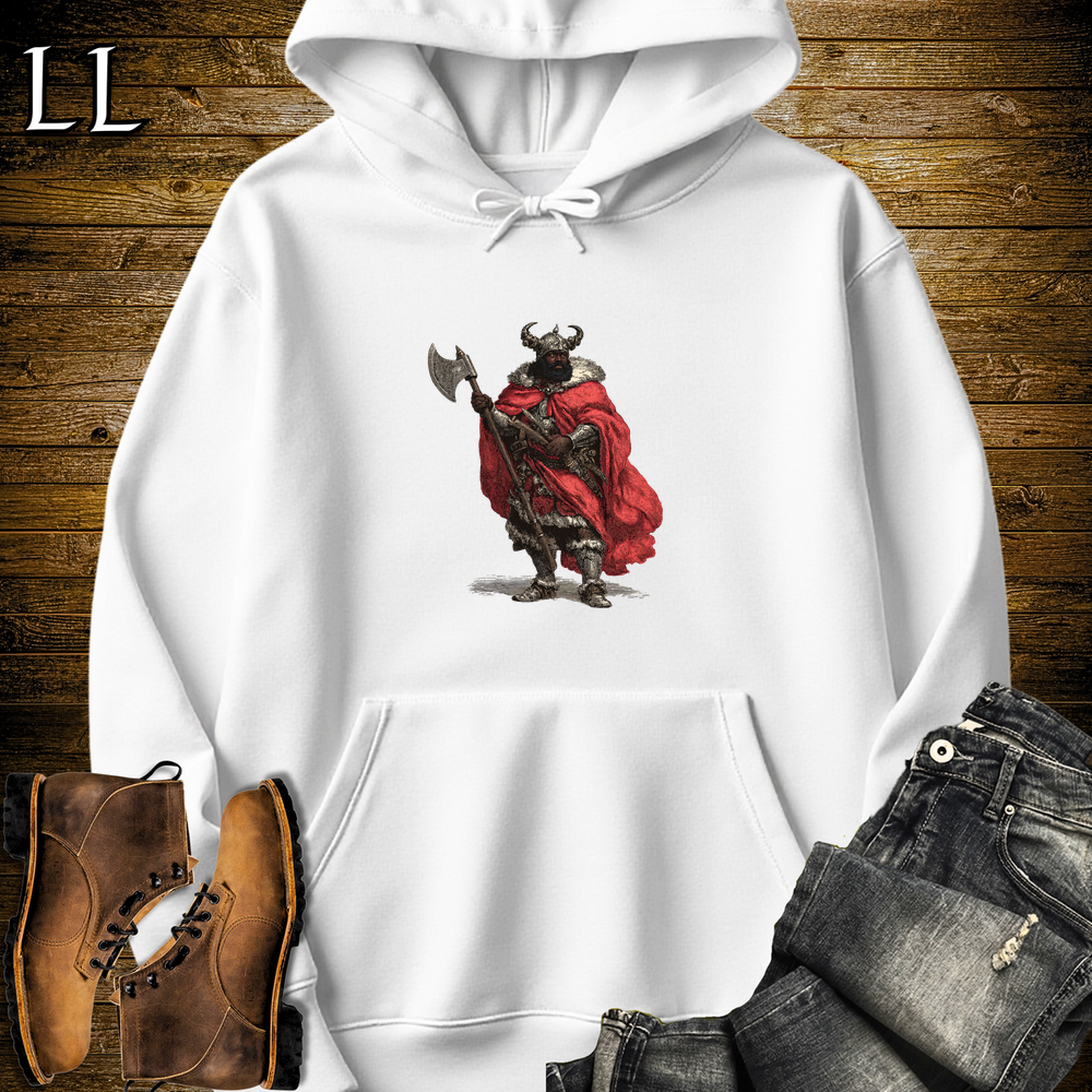 African Viking King Hooded Sweatshirt White | Regal Warrior