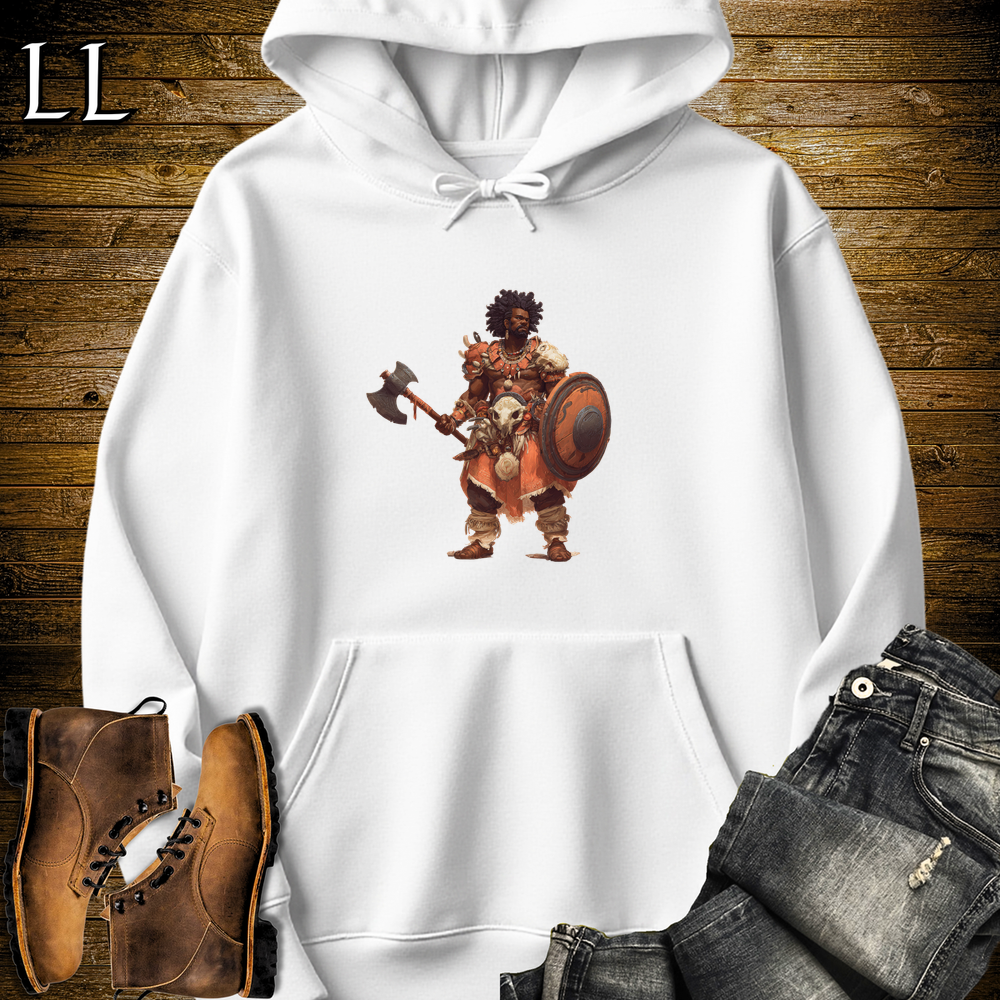 African Tribal Viking King Hooded Sweatshirt White | Viking Warrior