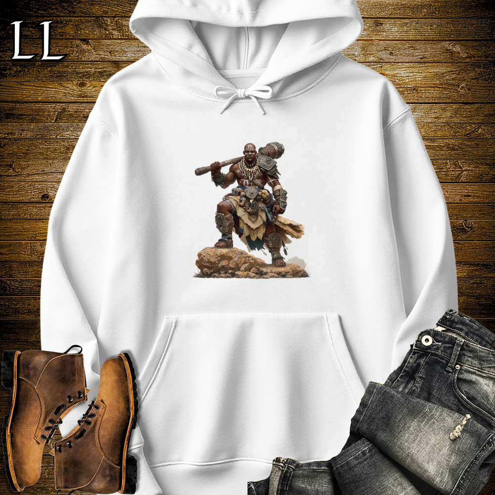 African Tribal Barbarian Hooded Sweatshirt - White
