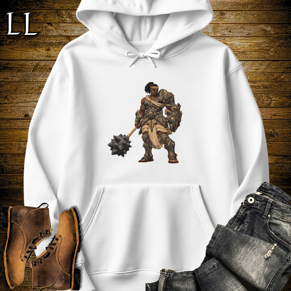African Stone Barbarian Hooded Sweatshirt White | African Warrior Hoodie