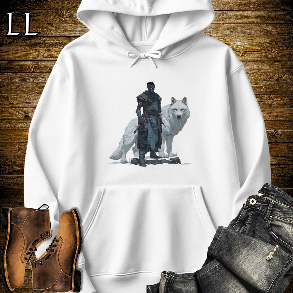 African White Wolf Assassin Hooded Sweatshirt - White