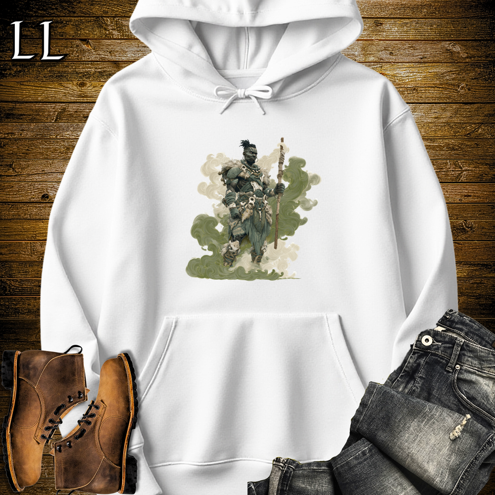 African Warrior Green Hooded Sweatshirt White | Green Warrior